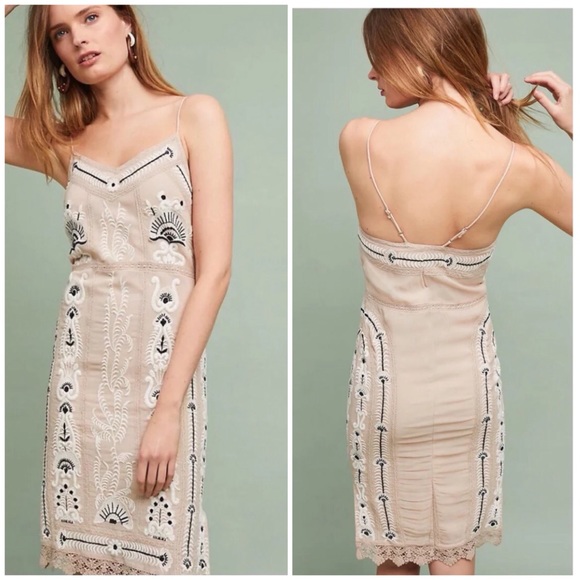 Anthropologie Maeve Embroidered Slip Dress Medium - Picture 1 of 17